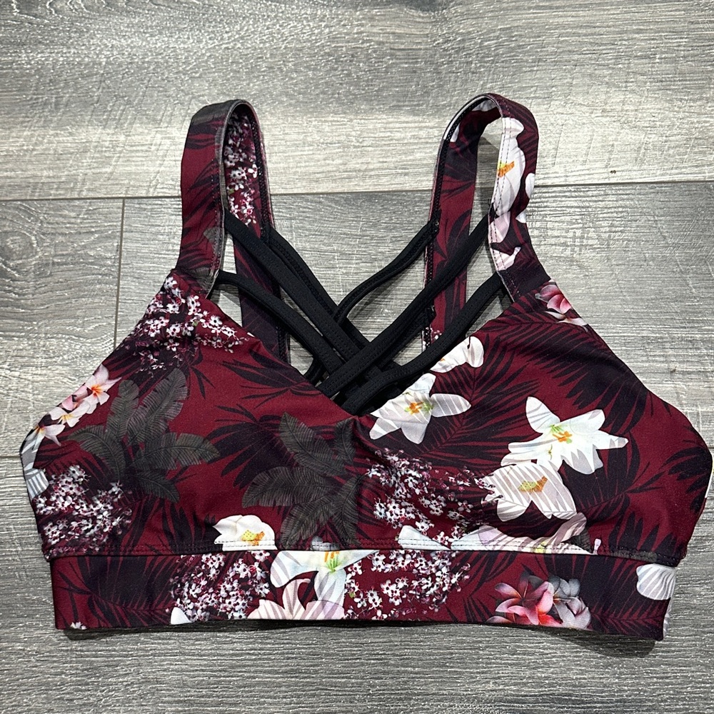 Kyodan Burgundy Floral Sports Bra